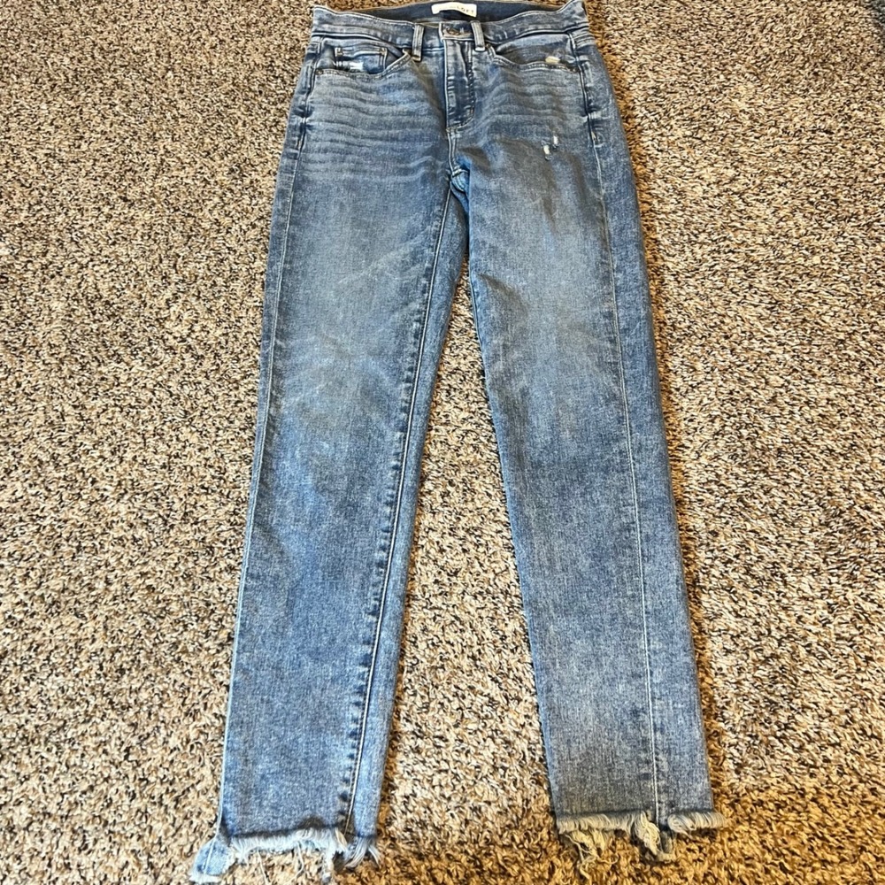 LOFT The Skinny Jeans Distressed Acid Wash Frayed Hem‎ Womens Size 24/00